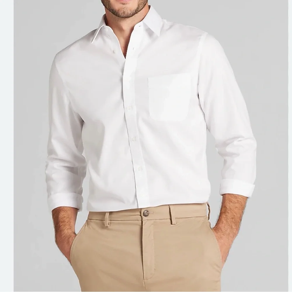 Jos A Bank Men’s Traveler White Collard Long Sleeve Dress Shirt Slim Fit 15½-34 - Picture 2 of 8